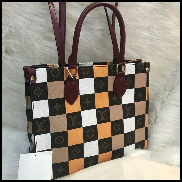 Bag Canvas - Tas Tangan Wanita Louis Vuitton Lv Onthego Square Canvas Tote Bag