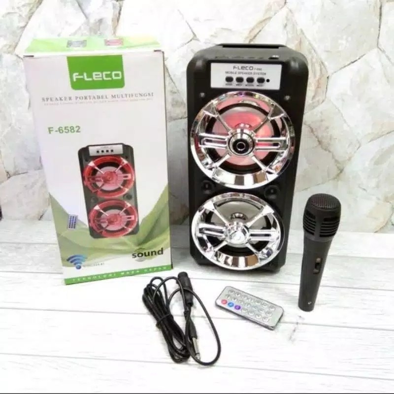 SPEAKER KARAOKE FLECO F-6581/F-6582 +MIC+REMOTE USB/BT/AUX/FM/TV CA