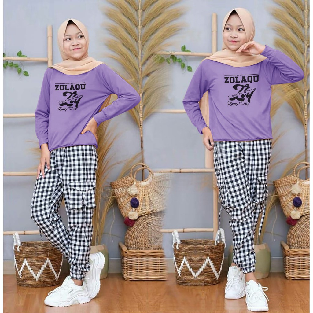 setelan training anak perempuan zola kids/fashion anak perempuan/set celana olah raga anak/baju anak