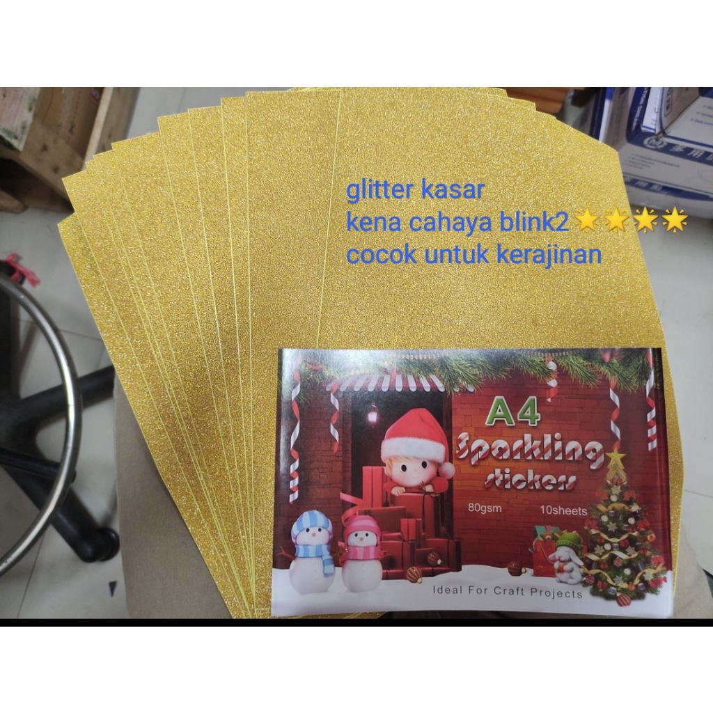 

sticker a4 glitter kasar isi 10 emas semua vtec gantinya kertas glitter tebal