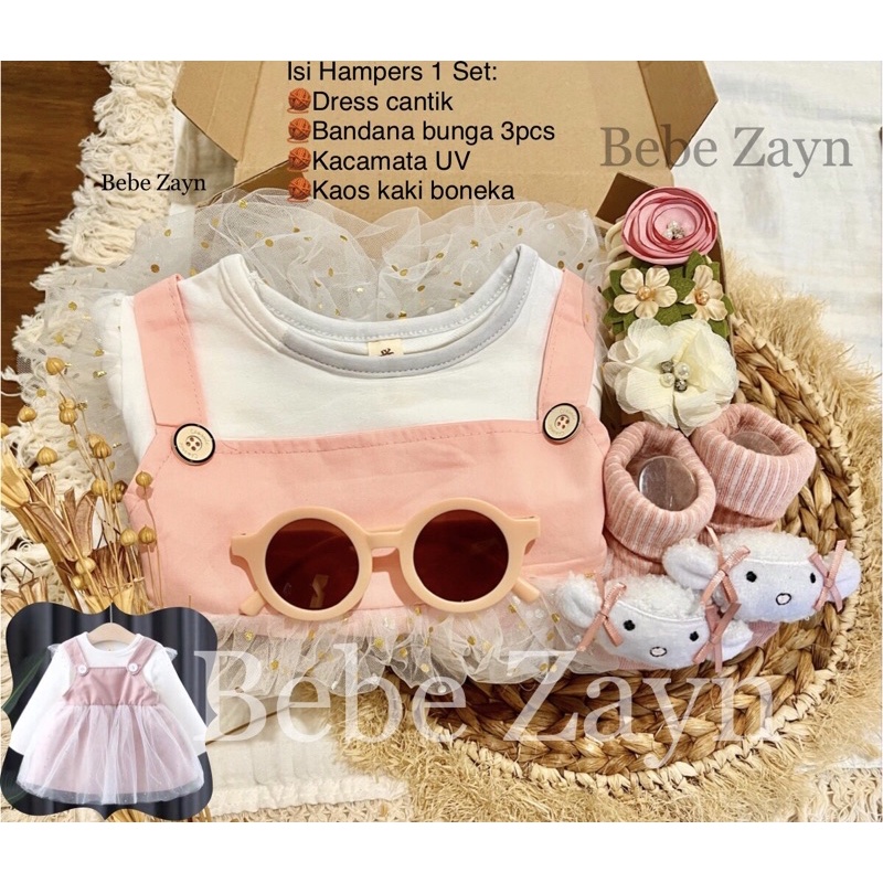{BEBE ZAYN} Hampers baby/ hampers bayi/ baby gift/ kado bayi/ baby newborn/ Baby Girl/ Flowery Dress Set-Barbara Blinks Pink