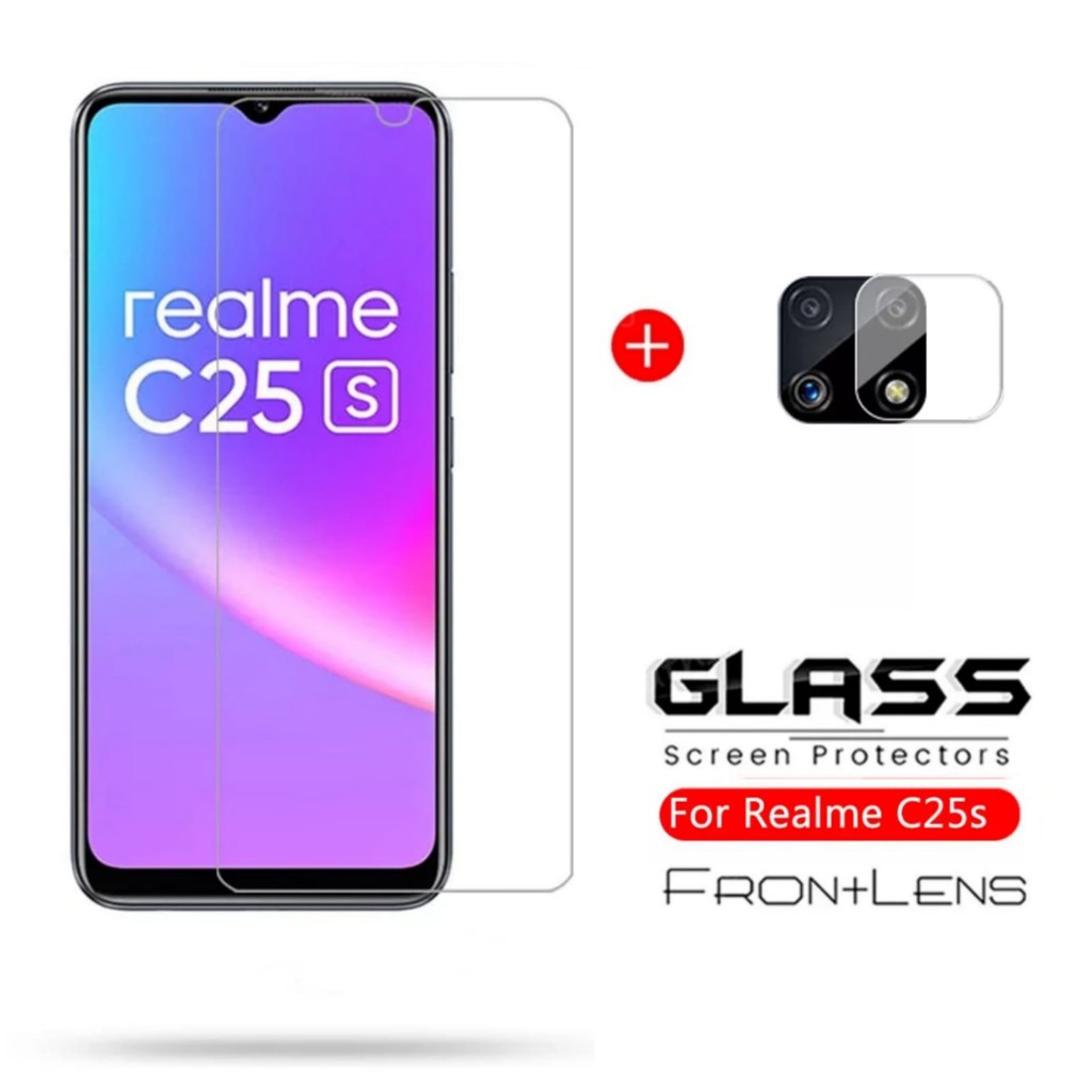 Promo 2In1 Tempered Glass Realme C25S Free Tempered Glass Protection Camera Belakang Handphone