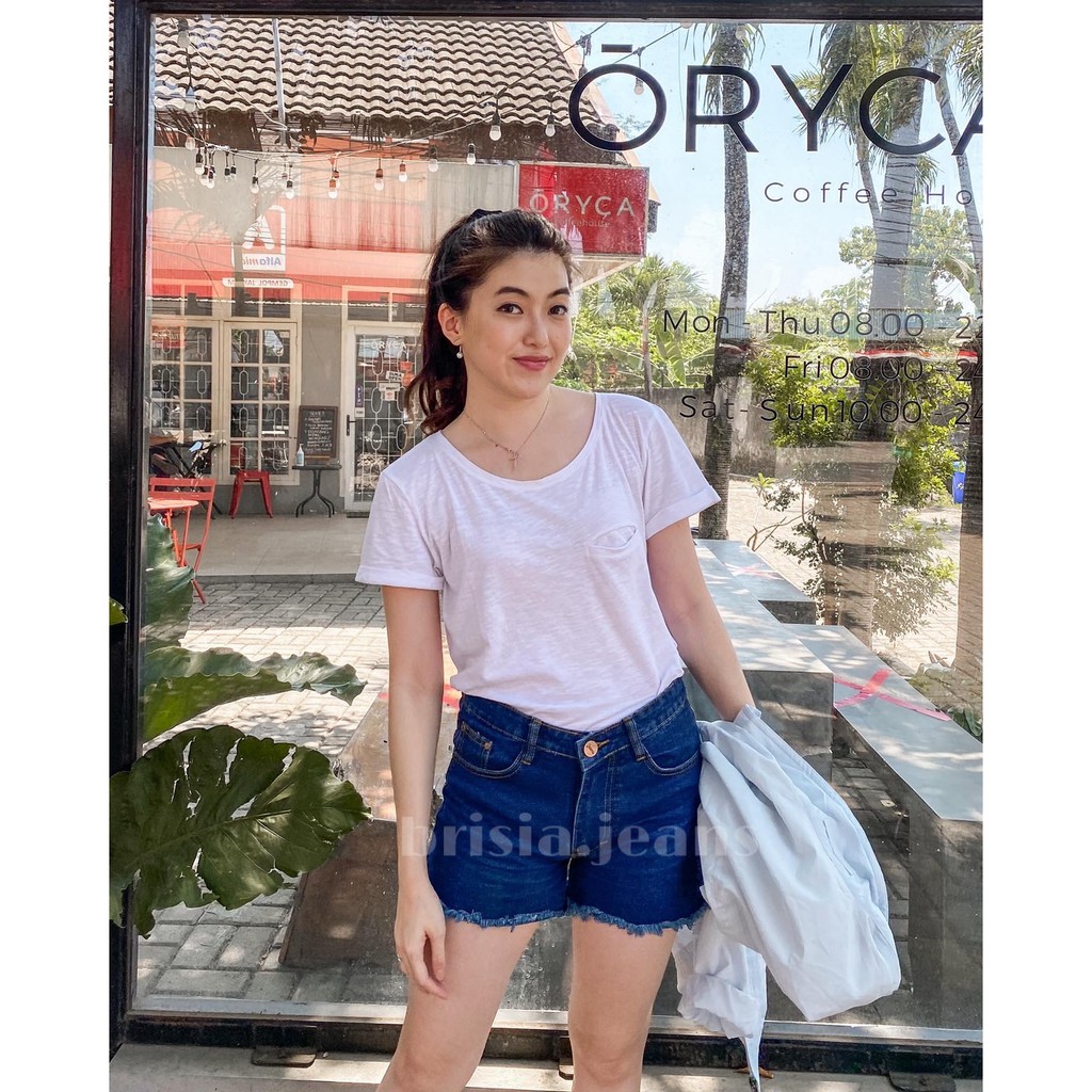 [SIZE 27-34] 2 WARNA - LISA HOTPANTS JEANS (HIGHWAIST) / Celana Pendek Jeans Rumbai Highwaist