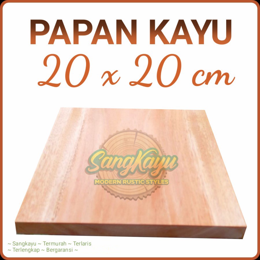 SangKayu Papan Kayu 20x20 cm Talenan Kayu Tatakan Nampan Properti Foto