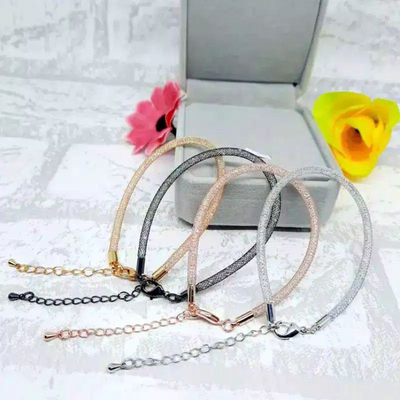 Gelang Gliter Swarovski Gelang Tali Liontin Emas