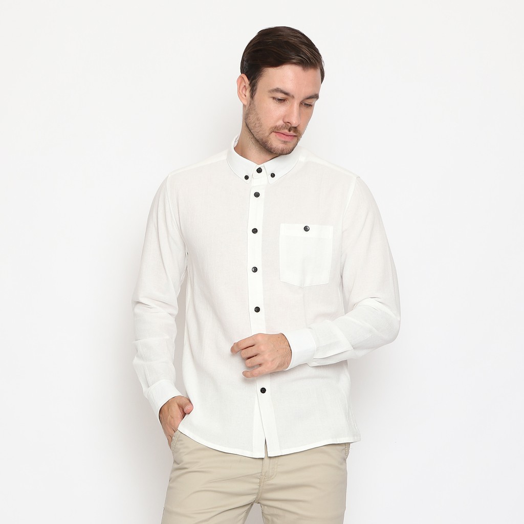 

17Seven Original Kemeja Polos Pria Lengan Panjang 0147-WHITEGLOW