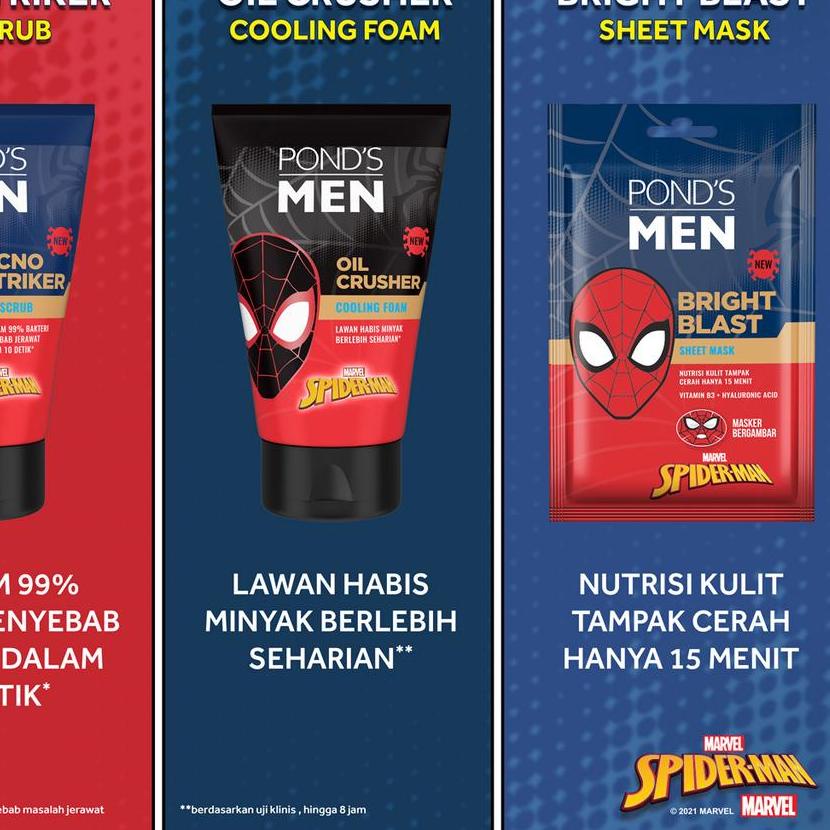 ☜ Buy 2x Ponds Men Acno Striker Facial Scrub Sabun Cuci Muka Pria 100G Spiderman Edition ♦