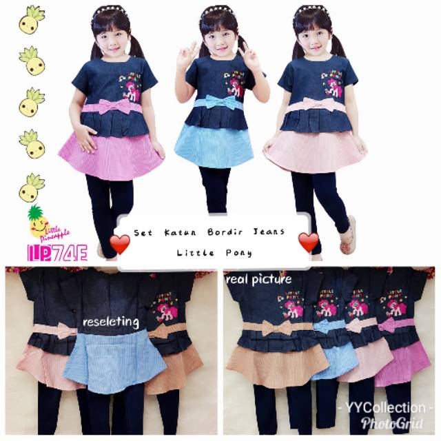 SETELAN LITTLE PINEAPPLE BORDIR-  LITTLE PONY