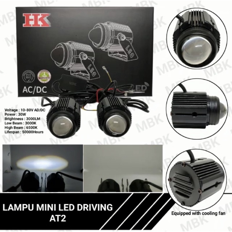 Lampu Tembak Mini Led Driving Plus Dudukan Motor Mobil AC DC