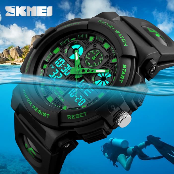 JAM TANGAN SKMEI PRIA ORIGINAL CASUAL TALI KULIT TANGGAL AKTIF TAHAN AIR BERGARANSI SIMPLE