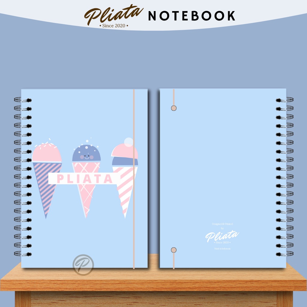 PLIATA NOTEBOOK SPIRAL - (PN6) Blue Icecream - Softcover Doft Aesthetic Book Buku Tulis