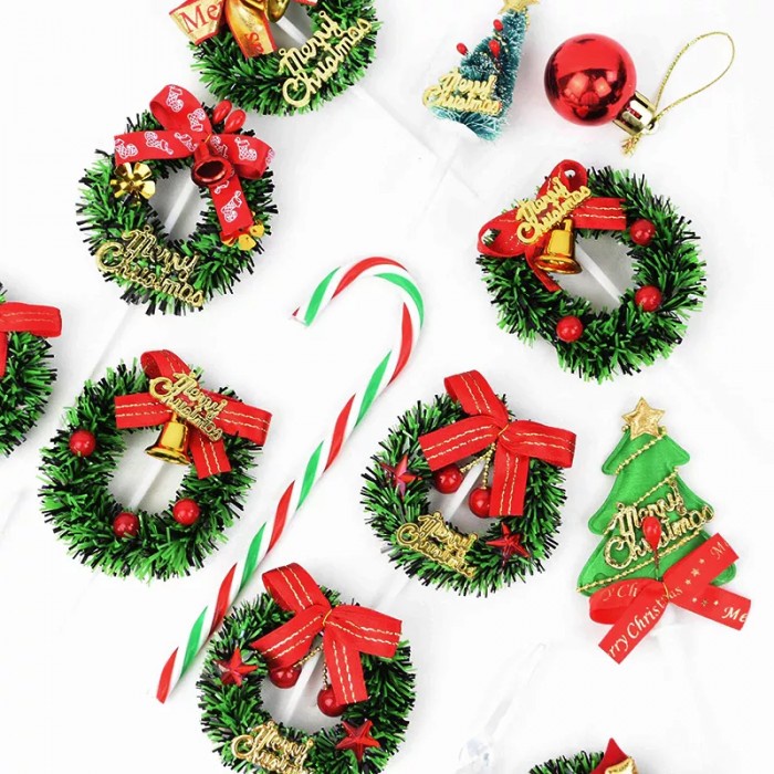 Hiasan Kue Natal Cake Topper Christmas Xmas Decoration Christmas Tree Wreath Mistletoe Pudding Cupcake Hiasan Pita Babymaniashop