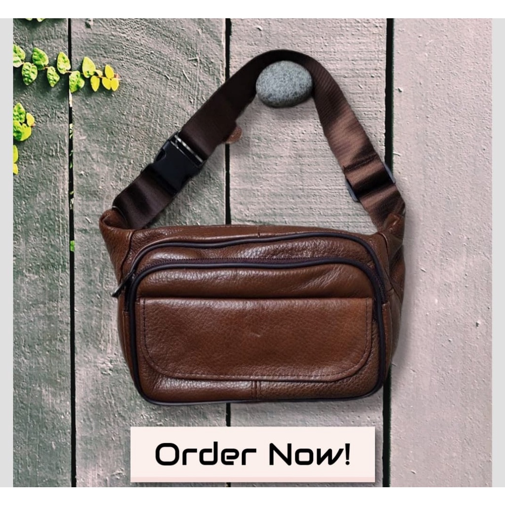 Tas Pinggang Import Kulit sapi asli / Tas Selempang Asli Kulit