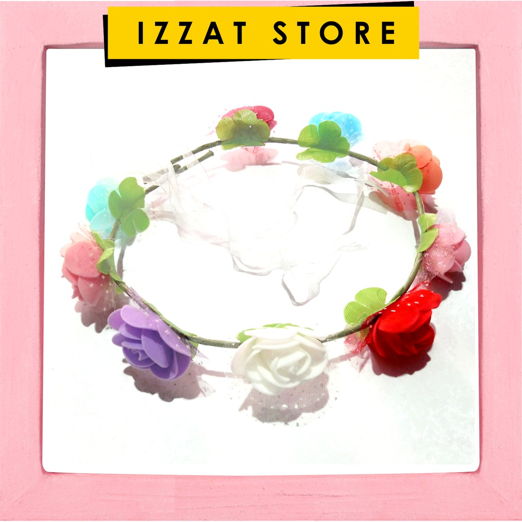 Flower Crown Mahkota Bunga Wedding Pengantin Hijab Murah - Multiwarna