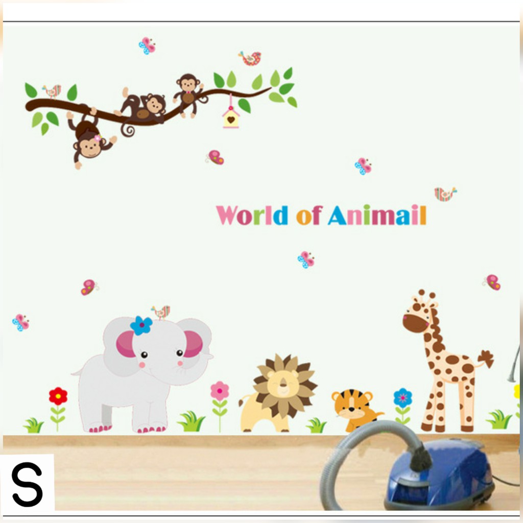 Reliza Wall Sticker Animal Hewan Anak Study Stiker Dinding Wallsticker LDR23