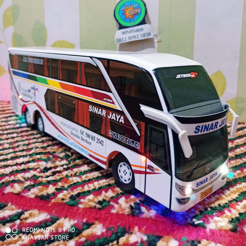 miniatur Bus bis /mainan bus bis Sinar jaya double decker + Lampu