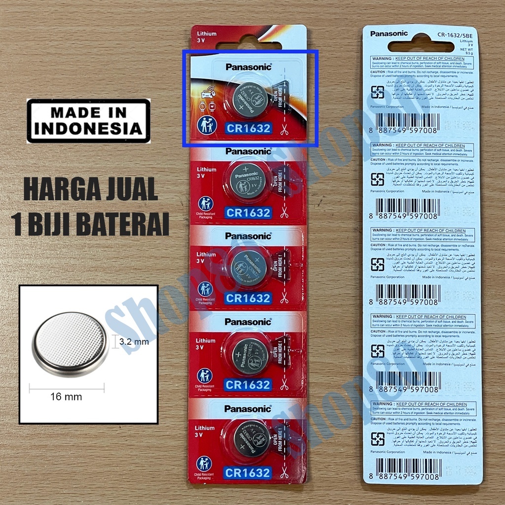 Panasonic Ori CR 1632 Battery Batre Kancing Baterai Batere Original Asli Lithium 3V Remote CR1632