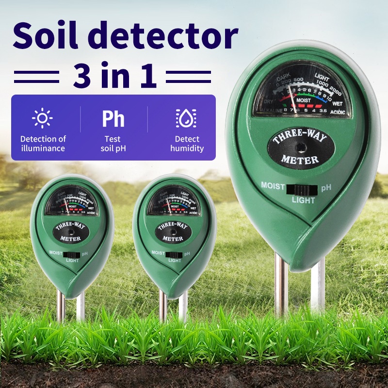 4 in 1 Soil Analyzer Tanah Tester Meter Moisture Meter PH Meter Sunlight Meter Suhu Alat Ukur