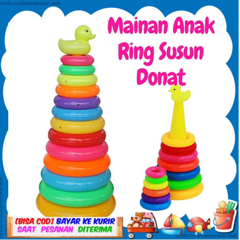 Mainan Anak Ring Donat Jumbo 10 Susun Baby Stacking Donut Duck - B446