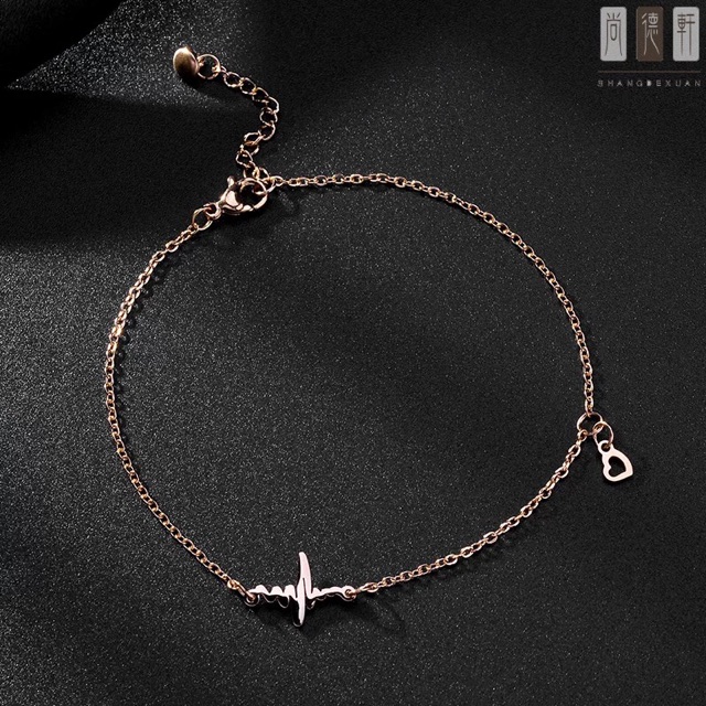 351# LS Gelang Wanita titanium lapis emas 18k model Gelombang Hati bergerak rosegold-4