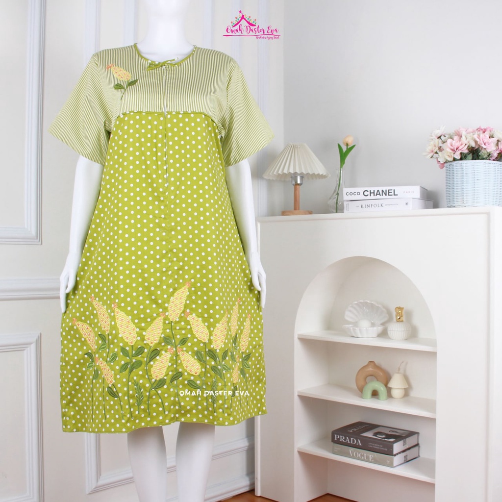 Daster Pendek Hijau Bordir Original Omah Daster Eva Busui Friendly