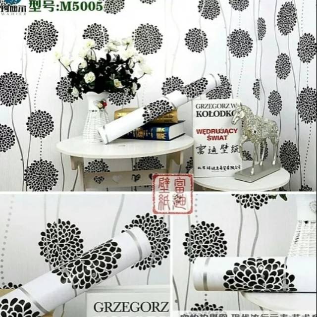 Wallpaper stiker dinding motif dandelion putih