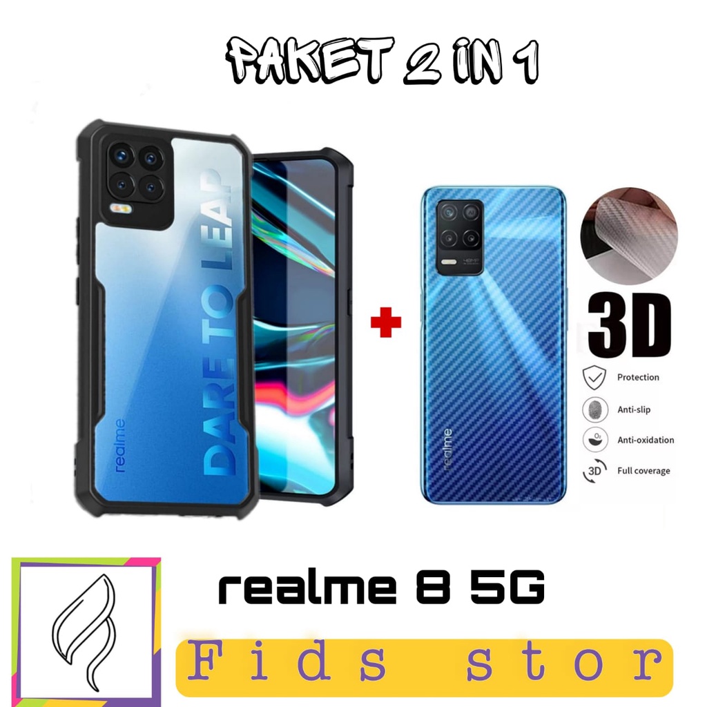 PROMO 2in1 CASE ShockProof Transparan Free GARSKIN Carbon Anti Jamur For Realme 8 5G