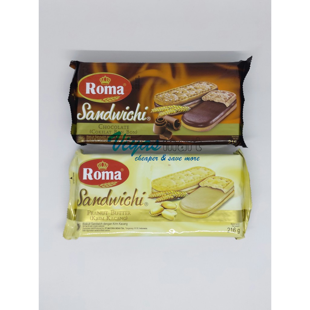 

Roma Sandwich Coklat / Kacang 210gr