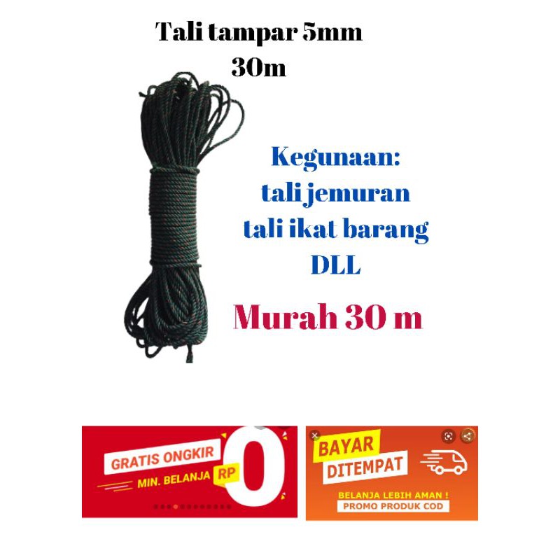 Tali tambang tampar 5mm 30 m Tali jemuran baju tali ikat barang tali tambang tampar plastiik