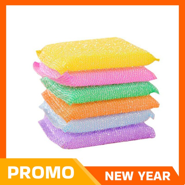 Spons Cuci Piring Metalic Warna Warni/ Sponge Sabut Jaring/Spons Cuci Piring Busa Jaring/ Busa Spons Cuci Piring Warna Warni/Spons Busa Serbaguna Alat Dishwashing Dapur Masak Busa Serbaguna