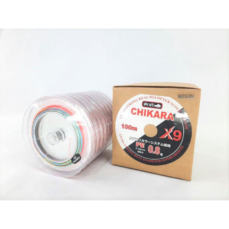 SENAR PANCING PE IROLY CHIKARA X9 100M PE 0.8-3.0 MULTICOLOUR SENAR PE MURAH