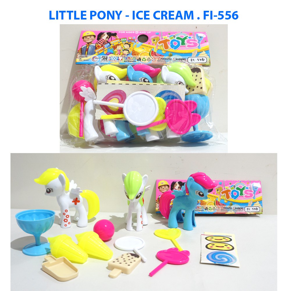 [FI556] Mainan Anak Kuda Poni + Es Krim + Lollipop + Sticker - Little Pony Ice Cream + Stiker