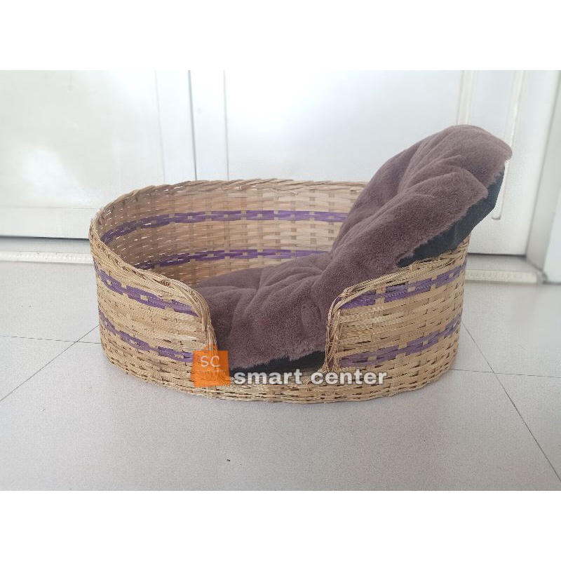 Tempat Tidur Kucing Anjing Keranjang Bambu Dan Kasur Cat Bed