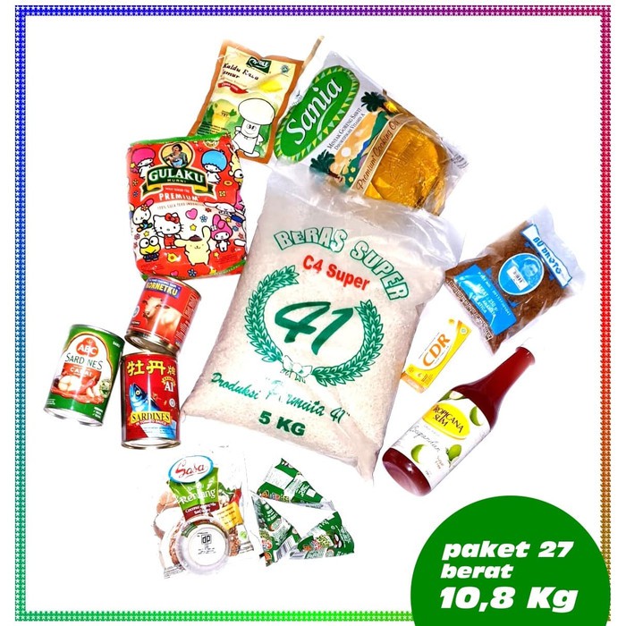 

Paket No 27 Parcel Sembako Beras Parsel Makanan Super EXP DATE AMAN
