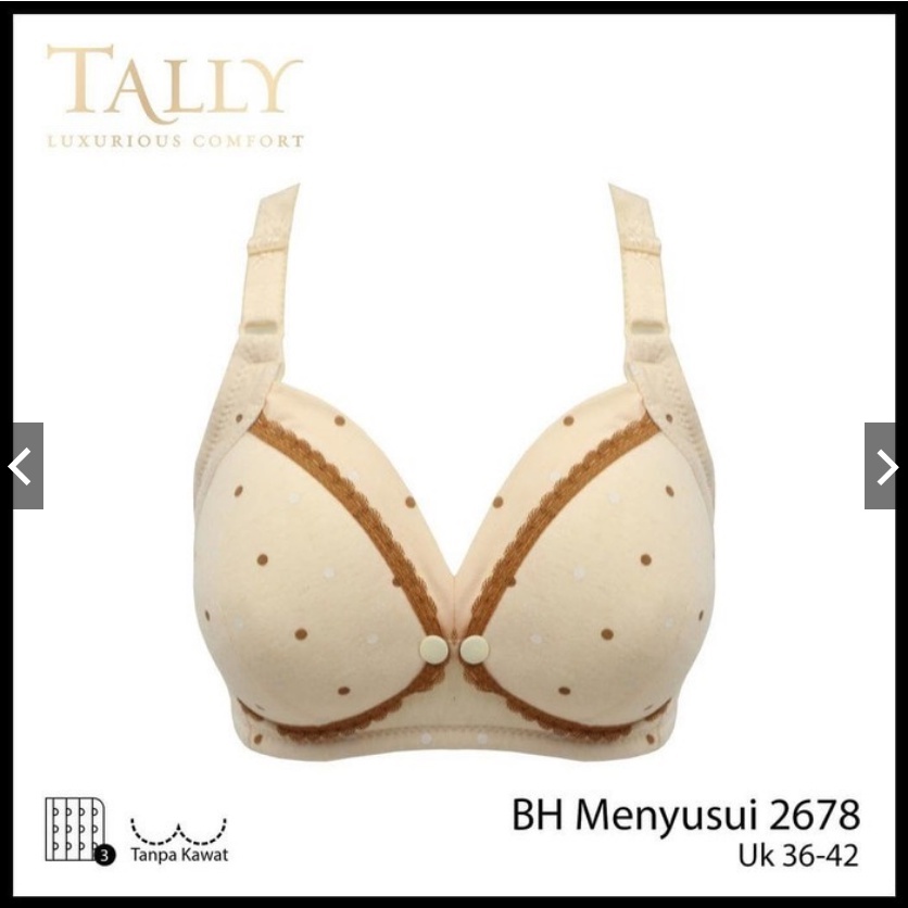 BRA Menyusui TALLY 2678 Bra BH  Tanpa Kawat Nursing Bra BTK 3 Kait