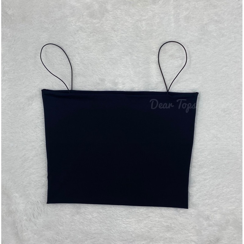 TankTop Spagetti | Tanktop Tali Spageti Square Crop | Kemben (Bahan Jersey Premium)-Hitam