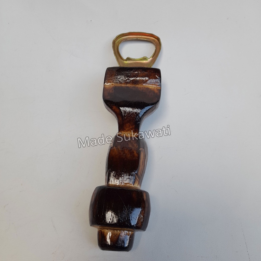 Pembuka Botol kayu motif Asmat kerajinan tangan bukaan botol