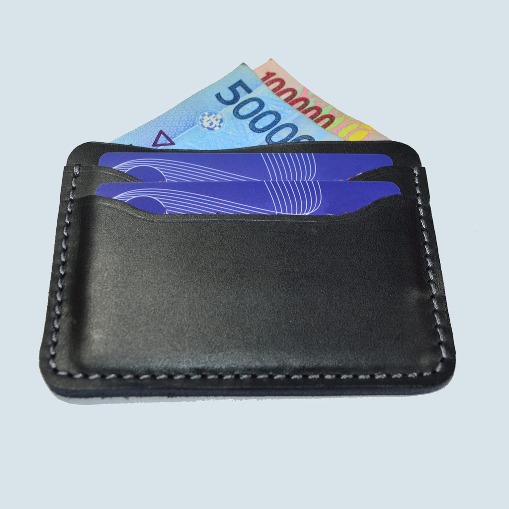 dompet kartu minimalis kulis asli - slim wallet dompet tipis hitam