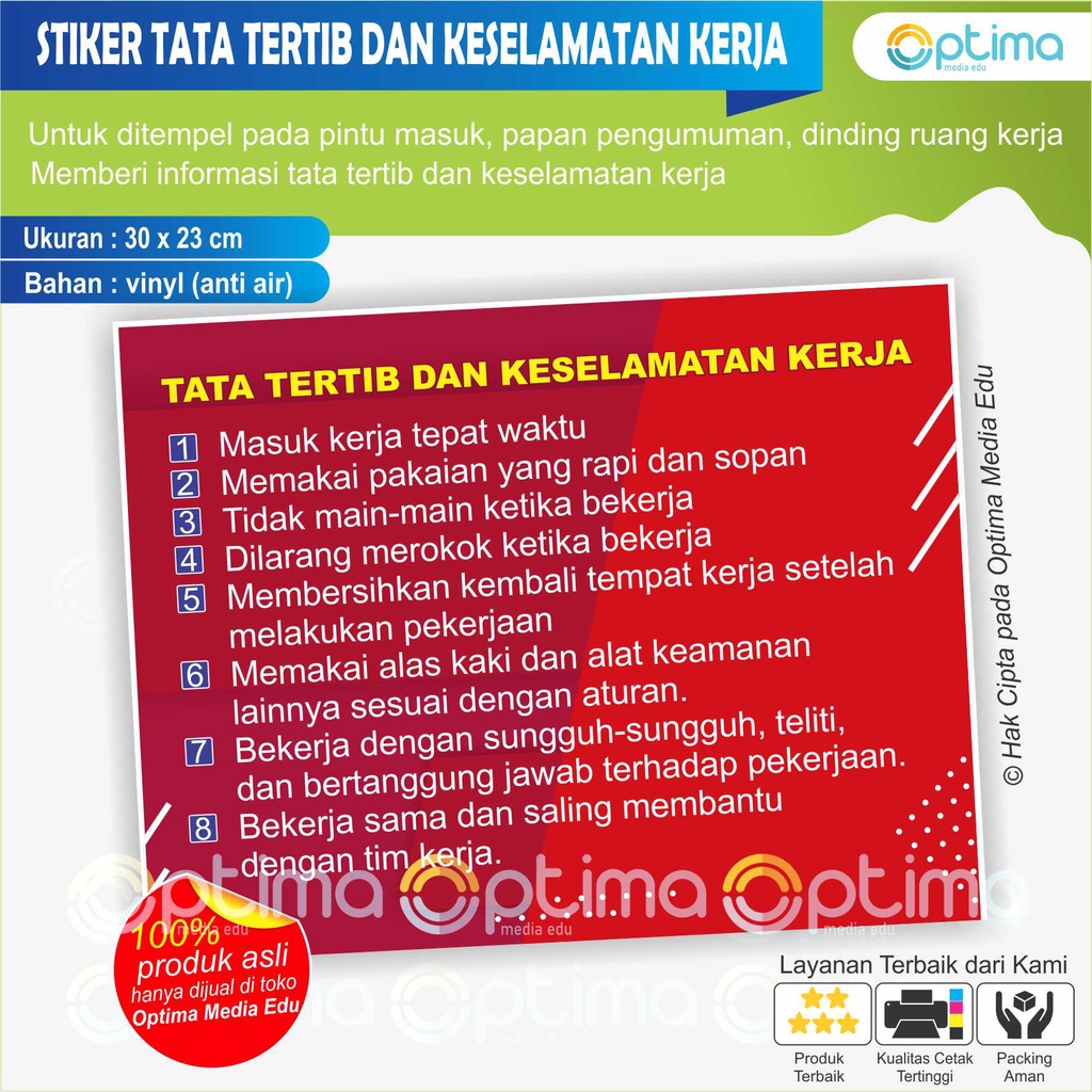 

STIKER TATA TERTIB DAN KESELAMATAN KERJA - UNTUK KANTOR,PERUSAHAAN, UMUM