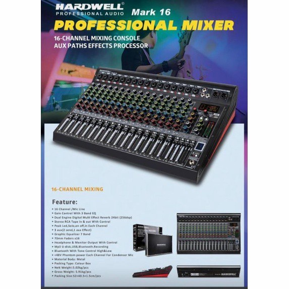 Mixer Audio 16 Channel Hardwell Mark 16 Original