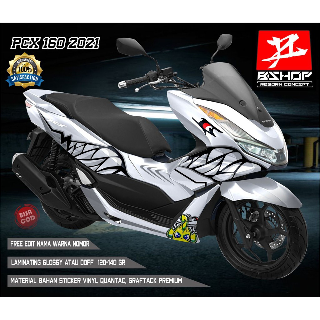Stiker Decal Full Body Honda PCX 160 Motif White Shark