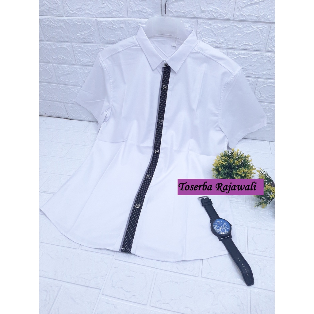 (Nxnitrox J6187 J6189) Kemeja Pria Import Warna Putih Lengan Pendek