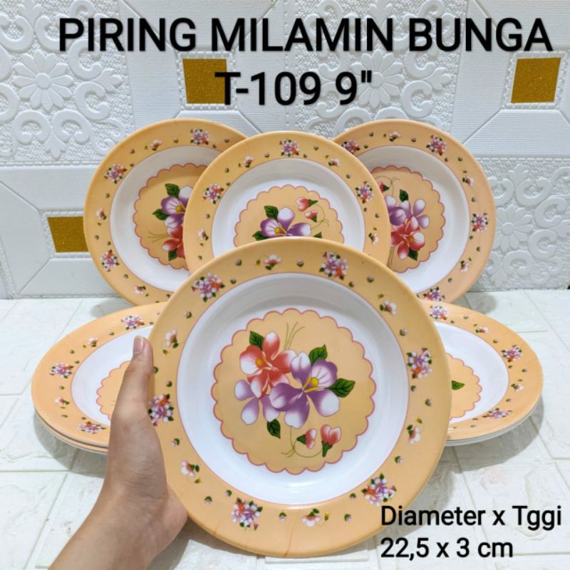 Piring Melamin Motif Bunga (1set isi 6pcs)