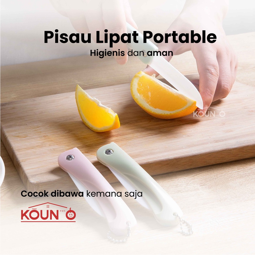 Pisau Dapur Lipat Pisau Travel Keramik Potong Memotong Buah Sayur Portable Folding Ceramic Knife