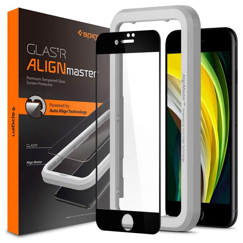 

Tempered Glass iPhone SE 2020 / 8 / 7 Spigen AlignMaster Full Cover Anti Gores