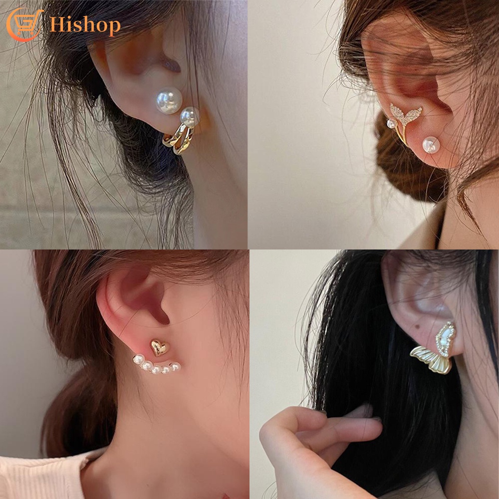 Anting Stud Hias Mutiara Gaya Elegan Untuk Wanita