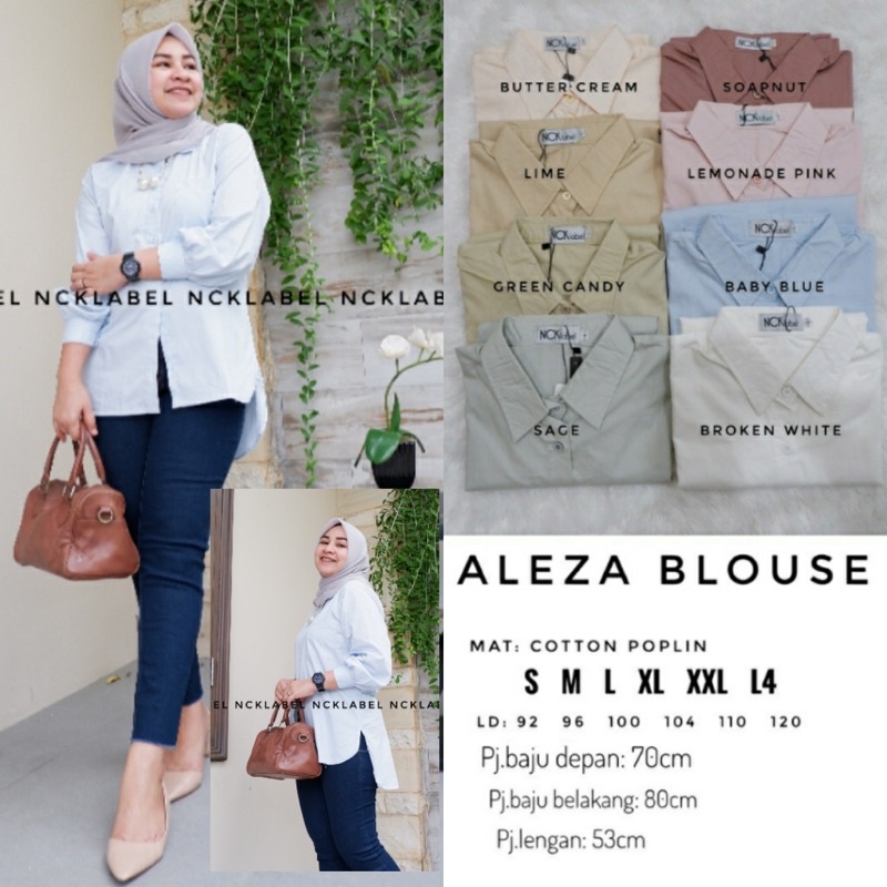 Baju Atasan Cewek Polos Kancing Aktif Aleza Blouse Original bu NCK Label