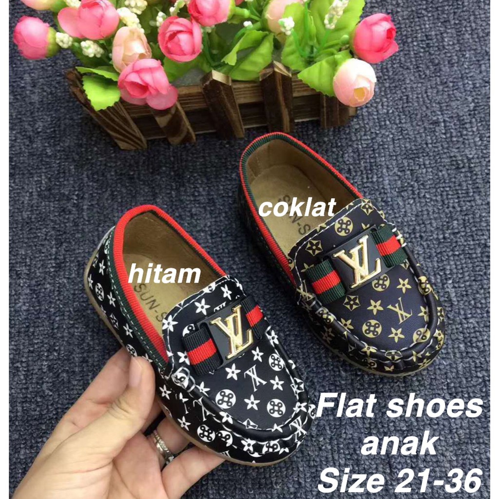 (LOLI-JKT) SP-222 SEPATU FLAT SHOES IMPORT ANAK MOTIF BUNGA SIZE 21-36