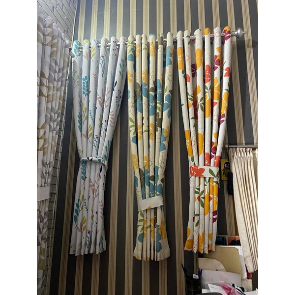 tirai blackout gorden motif shabby ungu import 100x200 gorden jendela minimalis panjang pintu kamar 