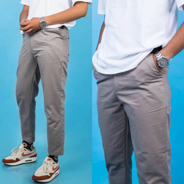 Grey angkle pants celana  angkle celana  ngatung  celana  